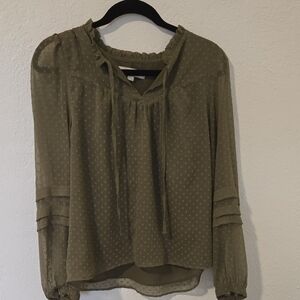 LOFT Sage Green Sheer Blouse